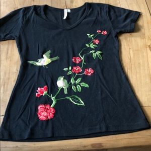 Black tee with embroidery